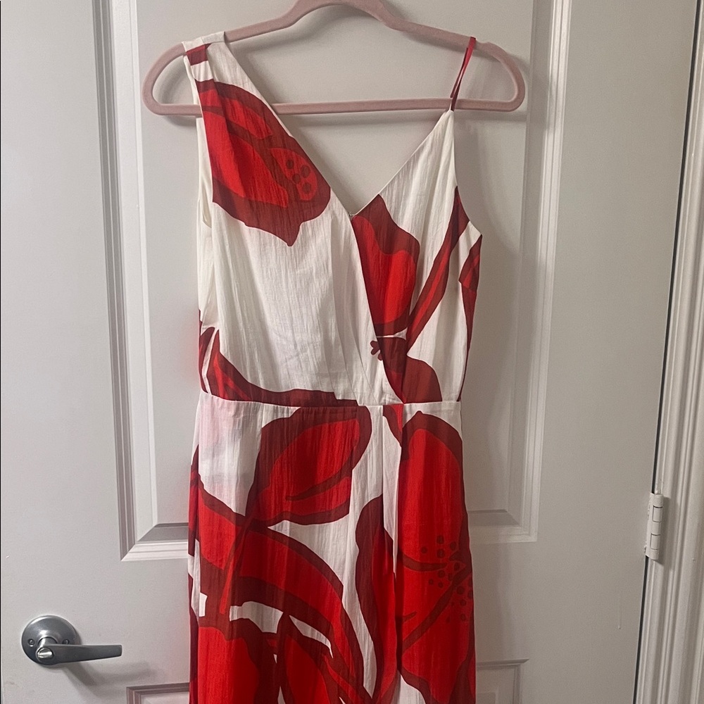 White House Black Market Red and White Floral Maxi Dress